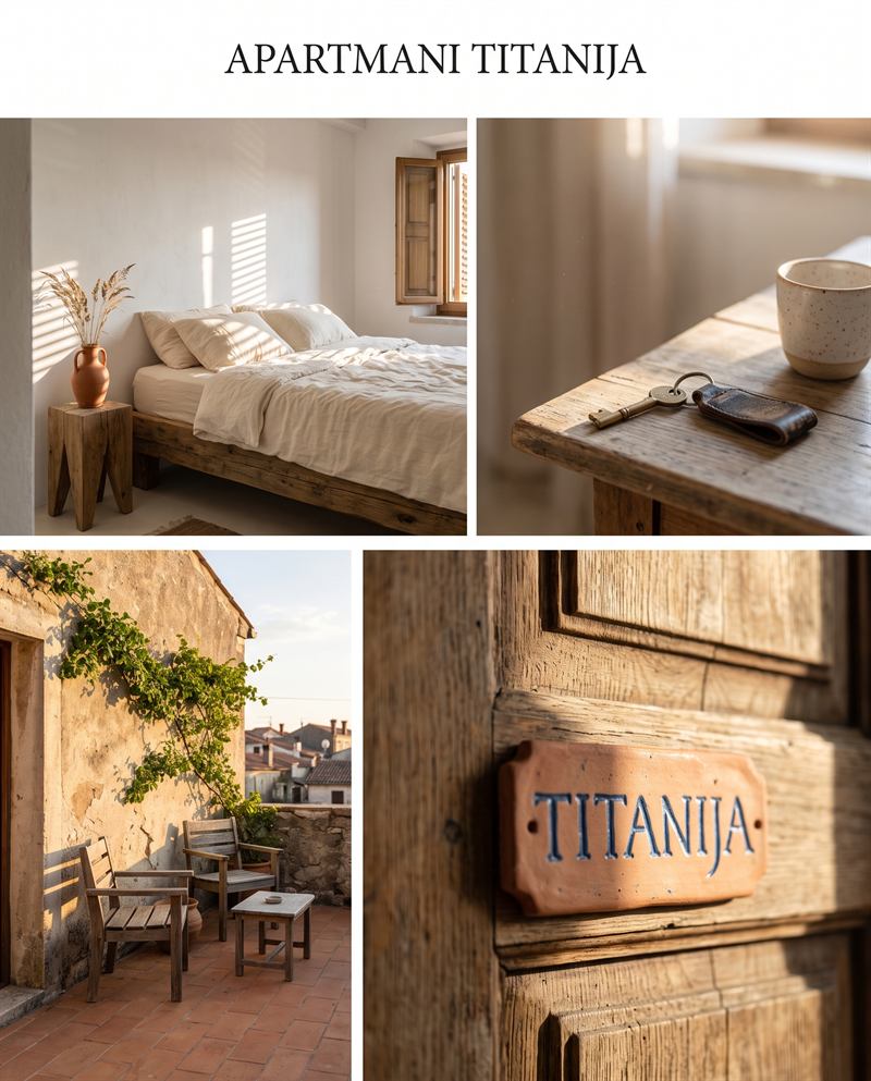 Apartmani Titanija — koncept brend, četiri vizuala